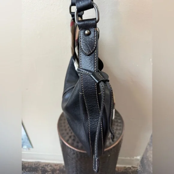 Burberry Brook Black Pebbled Leather Shoulder Bag Nova Check Trim - Picture 10 of 12